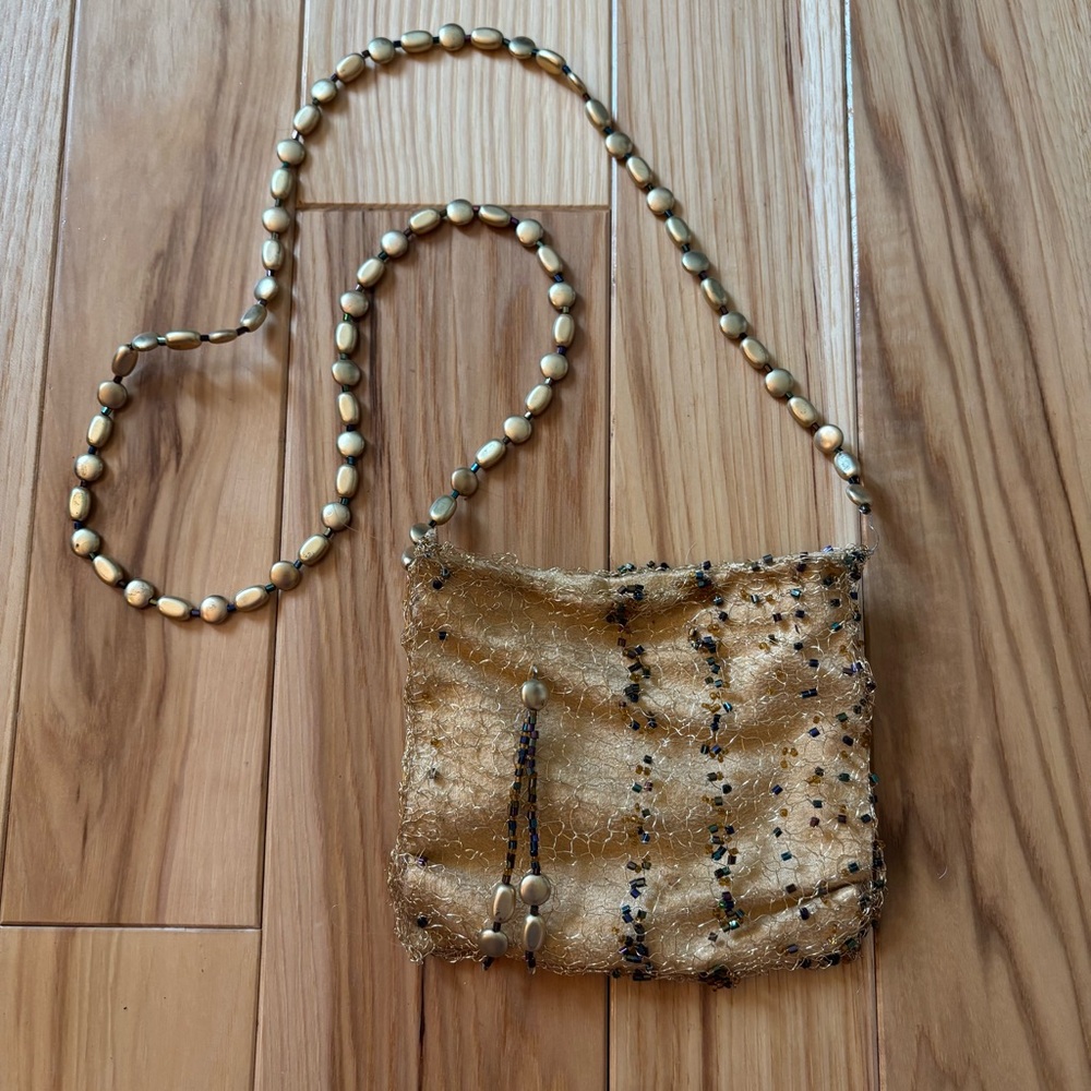Vintage Gold Metallic Beaded Art & Soul By My Design Small Bag
